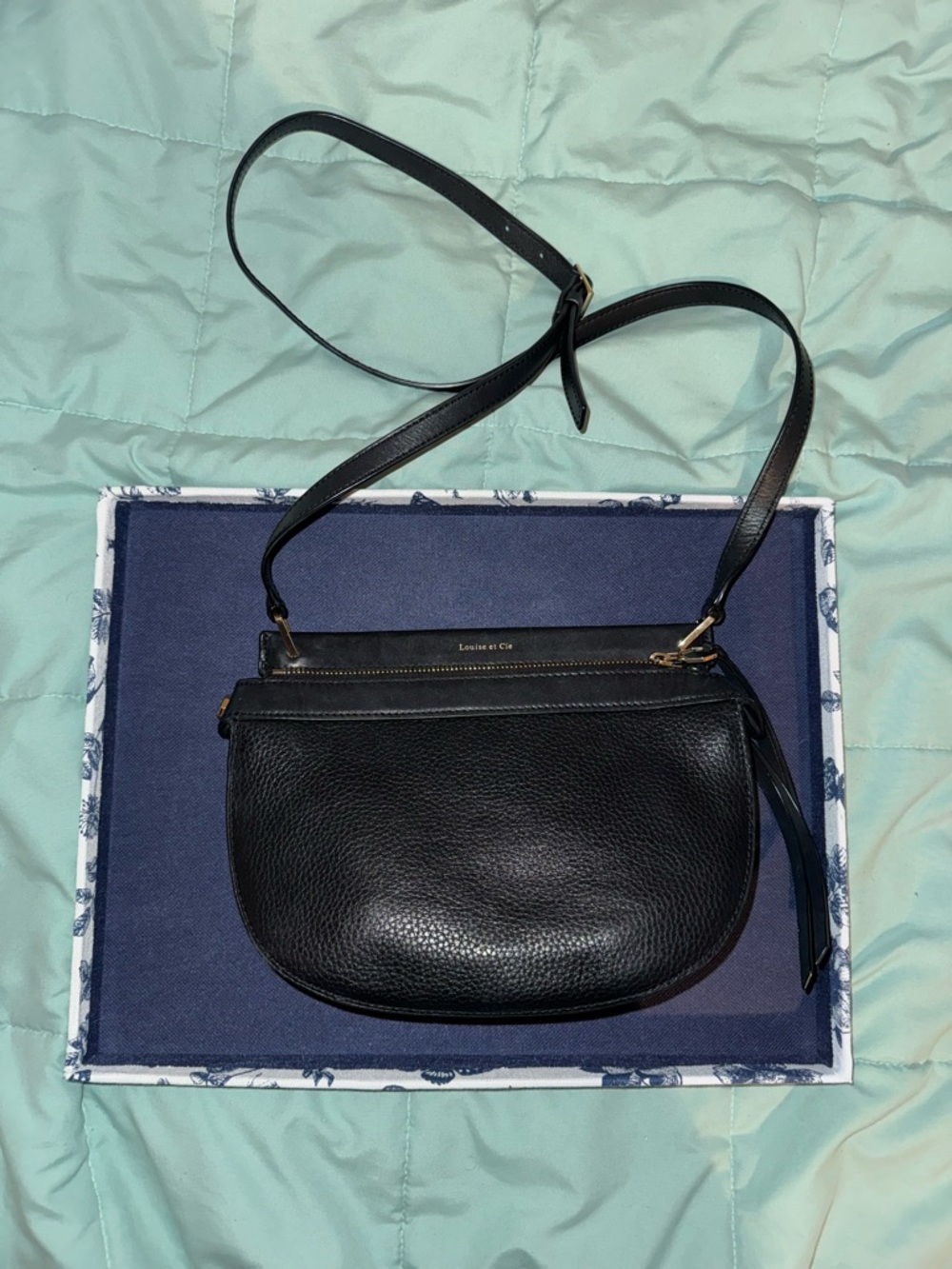 Louise et Cie Black Pebbled Leather Saddle Crossbody